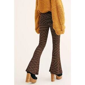 Free People Party Pull On Flare Pants Gold Metallic | Multicolor‎ | SZ L
